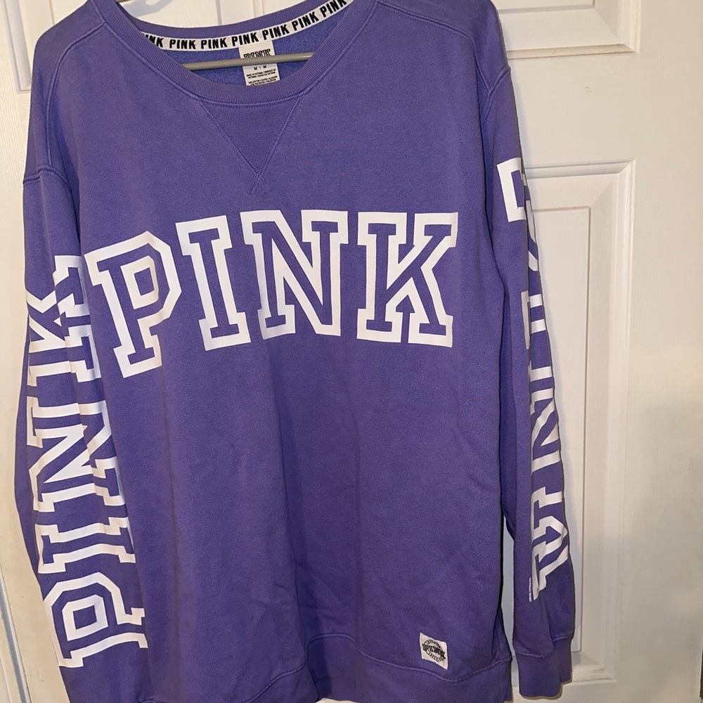 VSPINK PINK CREWNECK SWEATSHIRT PURPLE AND WHITE